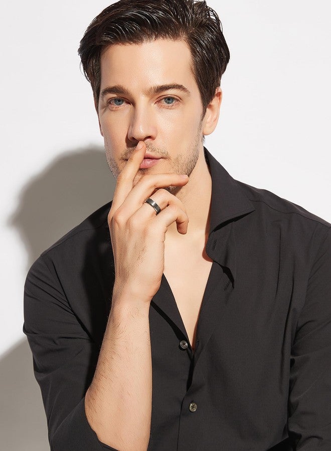 Greenpod 8MM Tungsten Carbide Engagement Rings for Men Engraved I Love You Beveled Edges Polish Wedding Band Women Comfort Fit Size 8 - Image 4